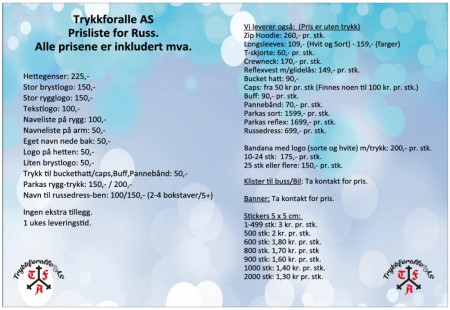 Prisliste Russ